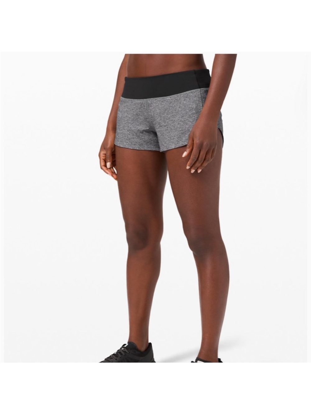 lululemon athletica Gray Athletic Shorts with Black Waistband